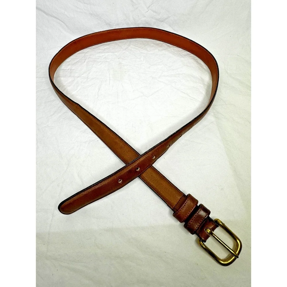 Coach Brown Cow Hide  Leather Belt Solid Brass Buckle Sz 38 New York